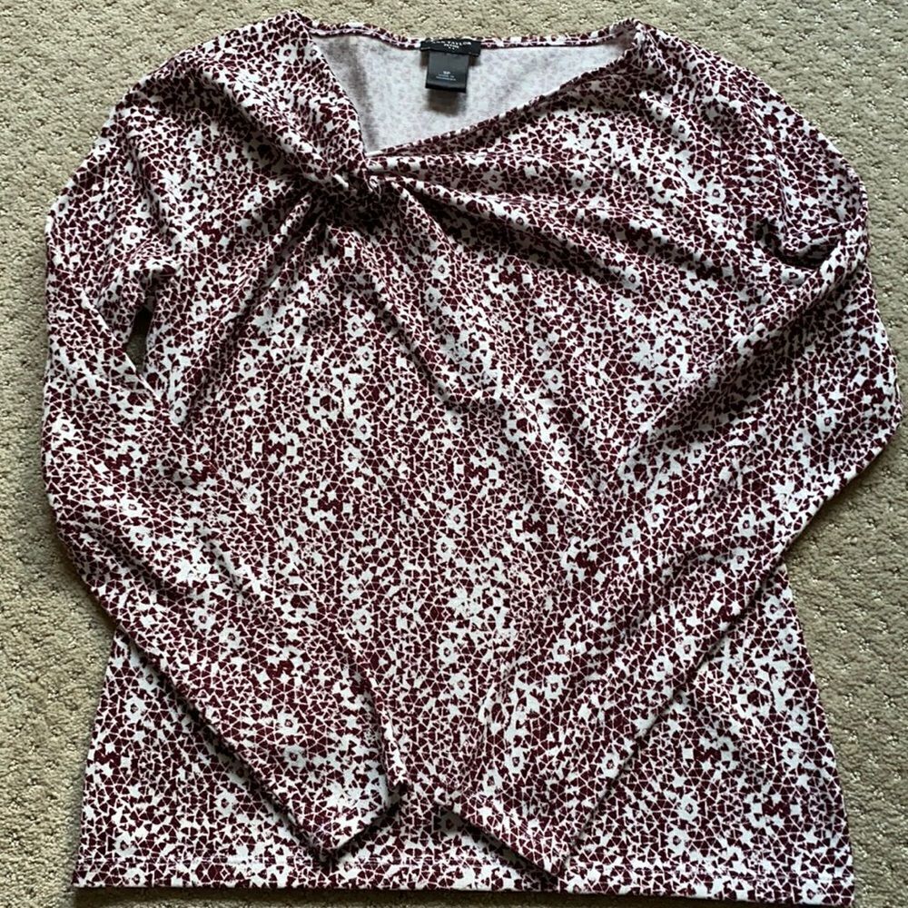Ann Taylor Petite SP Printed Long‑Sleeve Blouse – Excellent Condition
